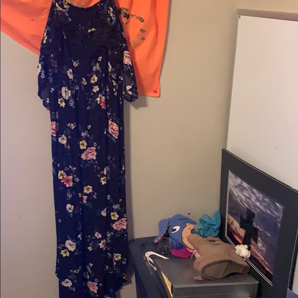 And Black dress with sleeves off the shoulder